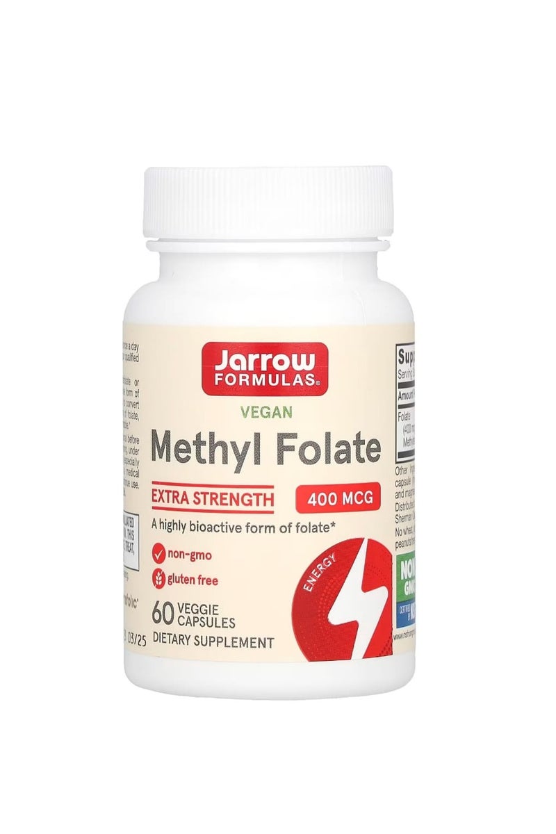 jarrow formulas Methylfolate 100% Vegan Double Strength 400mg 60 Capsules - Image 1
