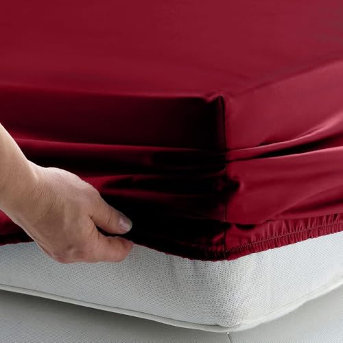 Lukzer 100% Waterproof Mattress Protector with Ultra Soft Terry Cotton Surface 78x72 Inches Maroon King Size Elastic Fitted Cover Breathable Noiseless Washable Hypoallergenic Bed Cover - MTP-MAR-006 - Image 3