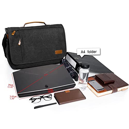 ESTARER Messenger Bag 17-17.3 Inch, Men's Computer Bag Water-resistant Canvas, Teacher Laptop Satchel for Work Office College, Dark Grey - Image 2