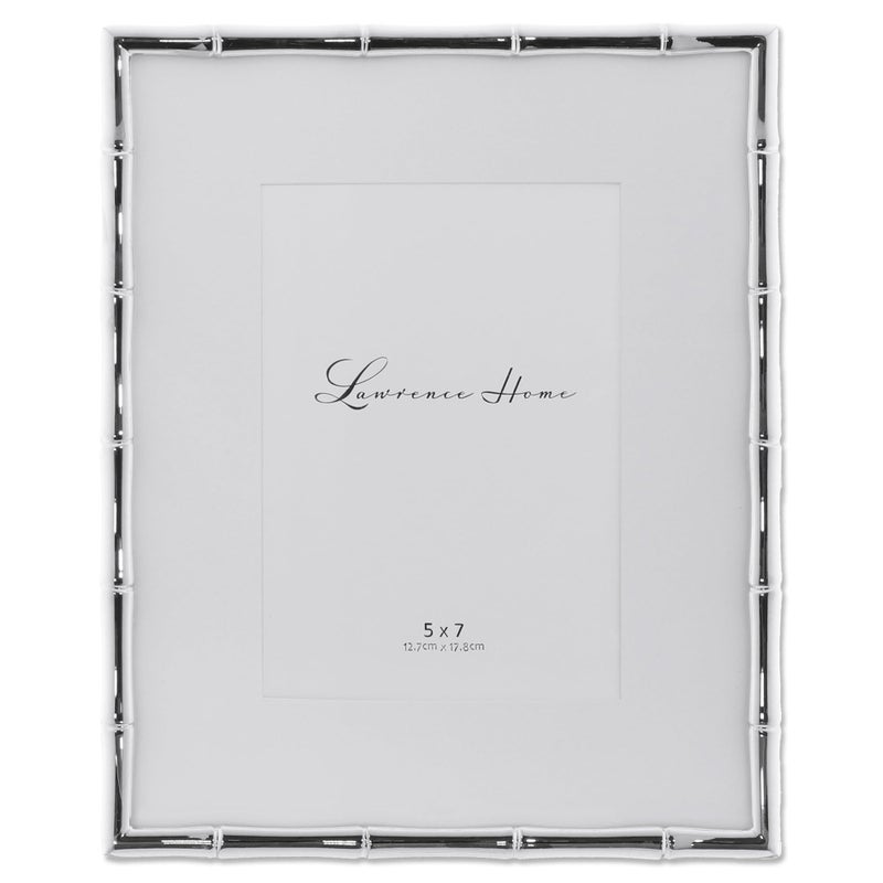 Lawrence Frames Bamboo Design Metal Frame, 8x10, Matted 5x7, Silver - Image 1