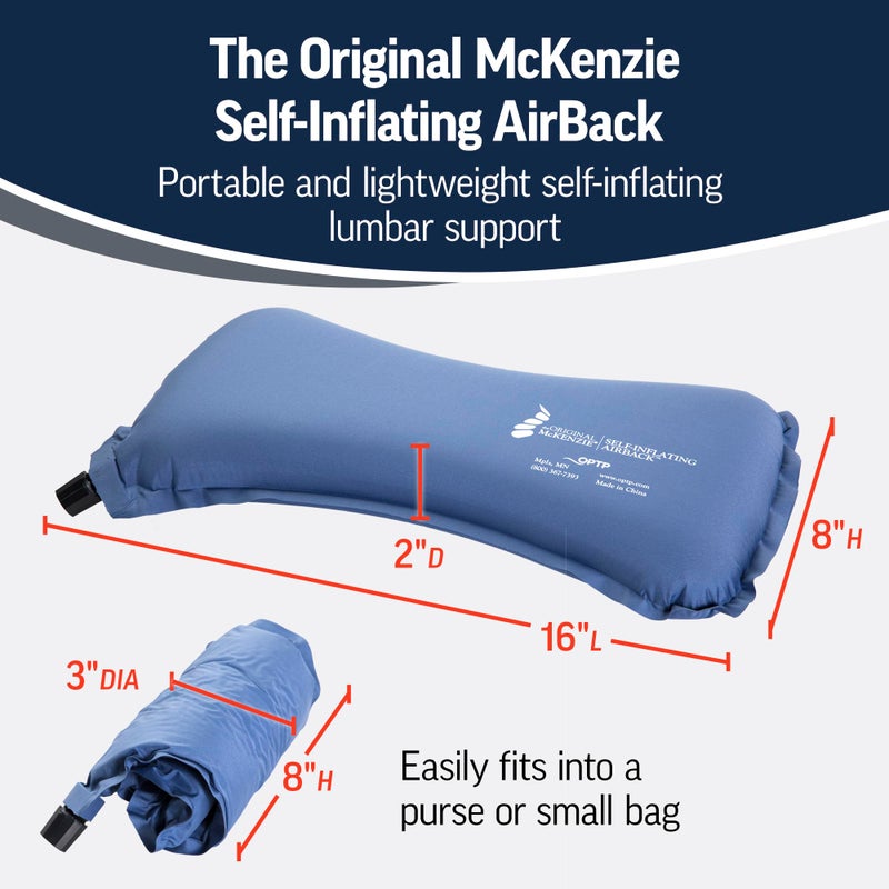 OPTP The Original McKenzie Self-Inflating AirBack Lumbar Support Low Back Support Pillow and Compact Travel Pillow - The Inflatable Lumbar Pillow Preferred by Physical Therapists - Image 3