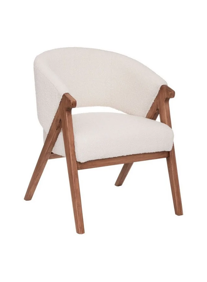 Atmosphera Amza Elegant Design Curled Fur Armchair White and Brown 82.5 x 65.5 x 70 cm 185076