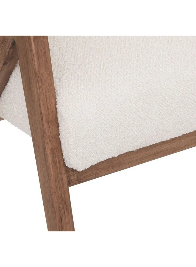 Atmosphera Amza Elegant Design Curled Fur Armchair White and Brown 82.5 x 65.5 x 70 cm 185076