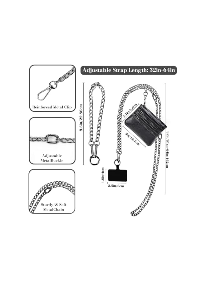Green Tiger ZORBES Fashion Phone Strap for Women, Metal Link Chain Strap with Small Coin Bag, Hands-free Travel Crossbody Phone Sling Strap Shoulder Lanyard with Tether Tab & Clasps - Image 2