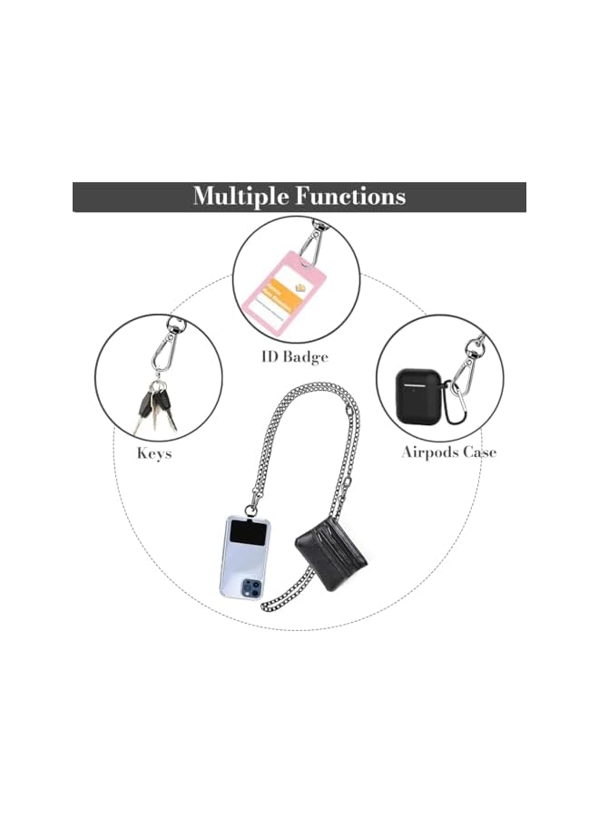 Green Tiger ZORBES Fashion Phone Strap for Women, Metal Link Chain Strap with Small Coin Bag, Hands-free Travel Crossbody Phone Sling Strap Shoulder Lanyard with Tether Tab & Clasps - Image 4