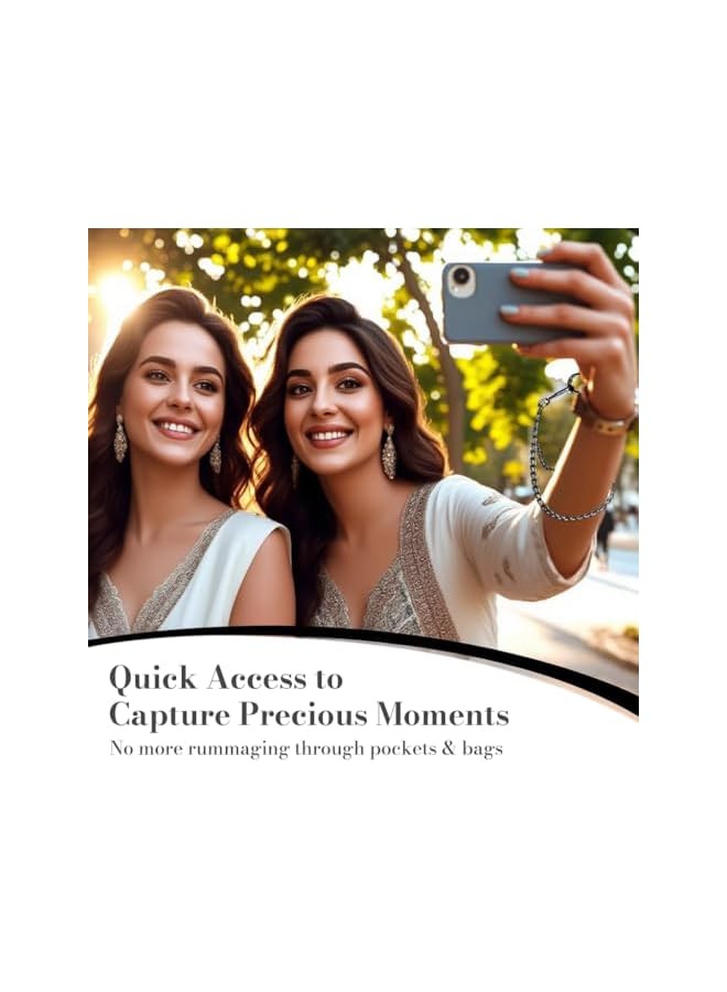 Green Tiger ZORBES Fashion Phone Strap for Women, Metal Link Chain Strap with Small Coin Bag, Hands-free Travel Crossbody Phone Sling Strap Shoulder Lanyard with Tether Tab & Clasps - Image 5