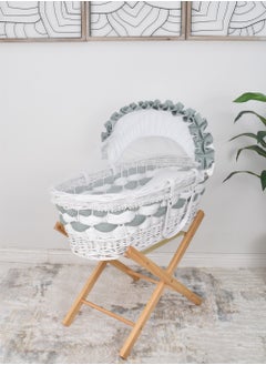 FUN MOMENT Bamboo Moses Basket with Foldable Wooden Base  - Image 1