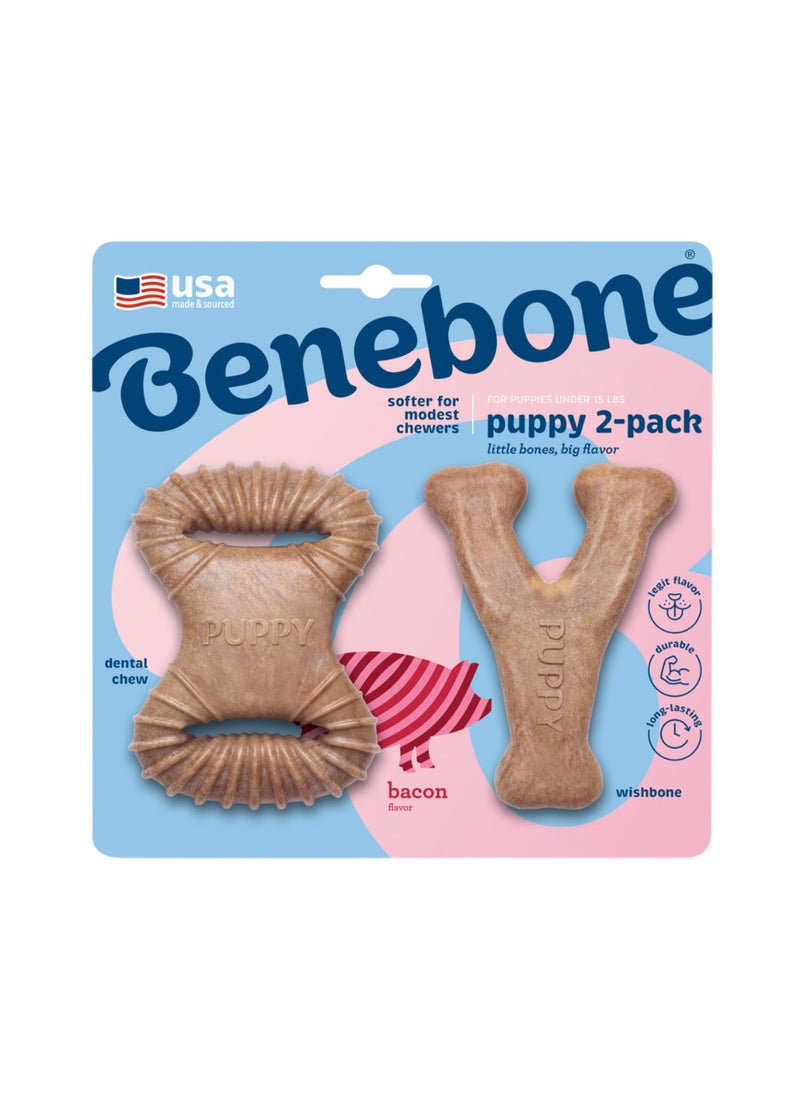 Benebone Puppy Dental Chew Wishbone Tiny Bacon  - Image 1