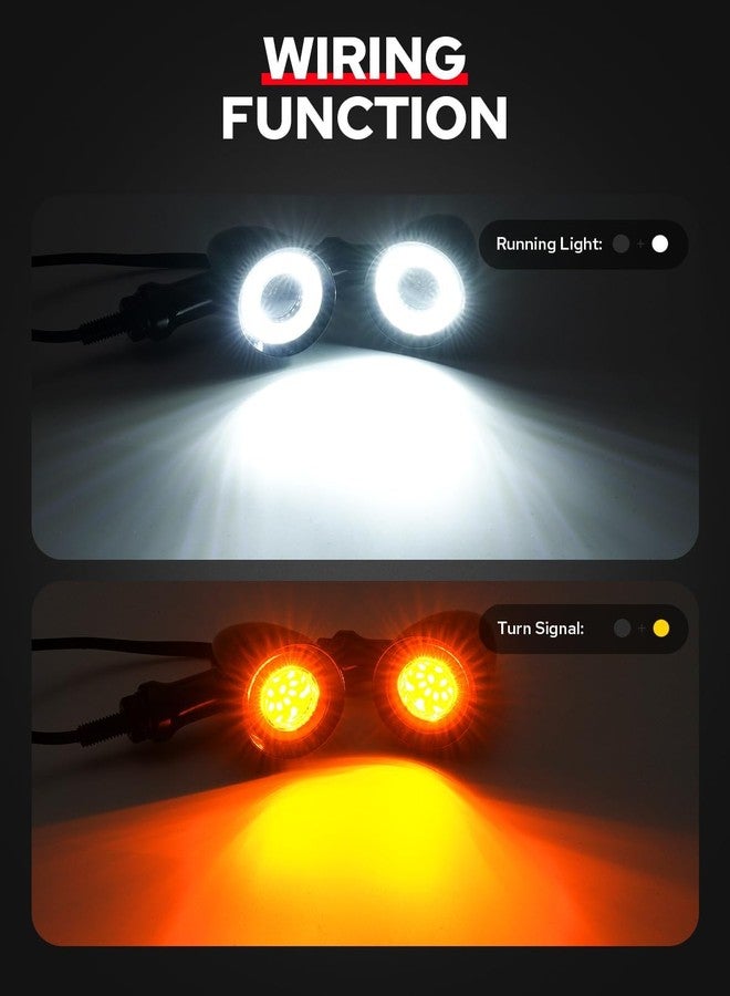 Benlari 2PCS Motorcycle Bullet 48 LEDs Front Turn Signal Lights Amber SMD Blinkers 8mm Mount Hole Fit for Honda Yamaha Suzuki Kawasaki Harley Chopper Bobber, Gloss Black - Image 4