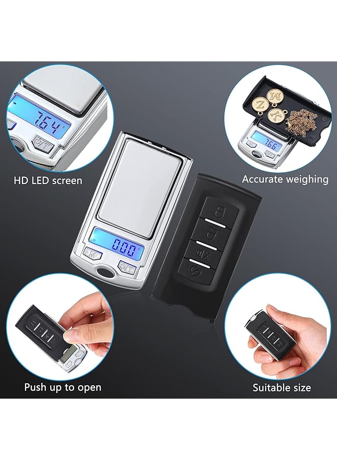 إيروريكس ميزان جرام محمول صغير رقمي للمجوهرات الذهبية، ميزان إلكتروني دقيق احترافي 200 جرام 0.01 جرام ميزان جيب صغير دقيق مع بطارية للمجوهرات والأعشاب والطعام، قطعة واحدة - Image 2