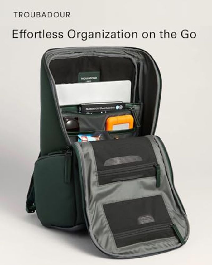 Troubadour Pioneer Backpack 3.0 Premium Everyday Bag With Padded Laptop Section, Ventilated Shoe Compartment & Sustainable Waterproof Material All-Day Lightweight Comfort Design Obsidian Green - Image 3