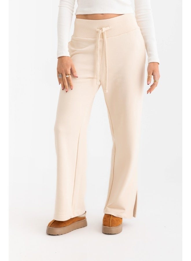 Dresscode Side Split Pants In Beige - Image 1