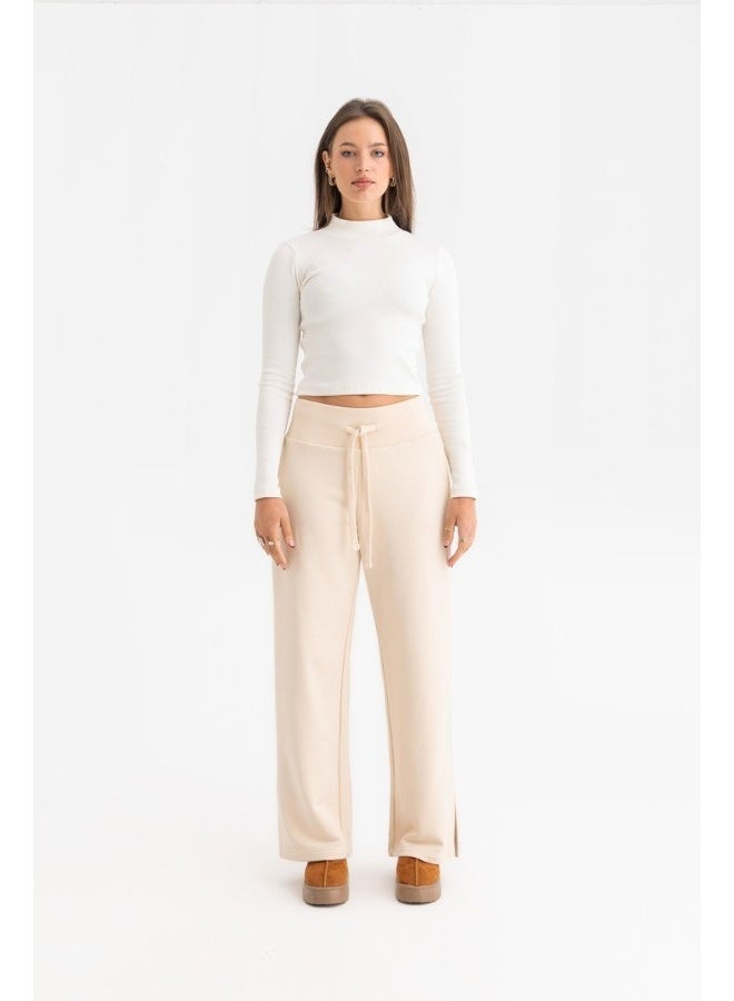 Dresscode Side Split Pants In Beige - Image 3