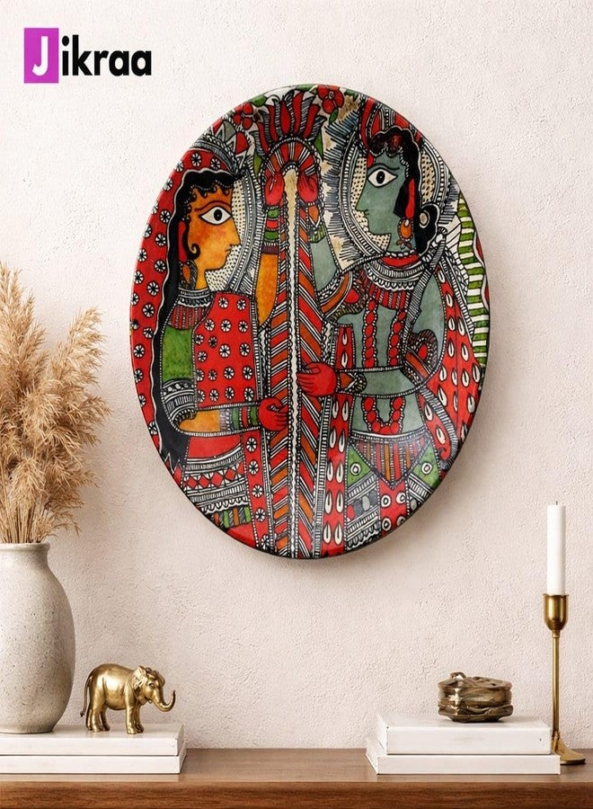 JIKRAA® Madhubani Art Ceramic Decorative Plate (8 Inch) | 2-in-1 Use : Handcrafted Wall Hanging & Tabletop Showpiece | Traditional Indian Designer Plate for Living Room, Bedroom, Office, Café Décor - Image 5