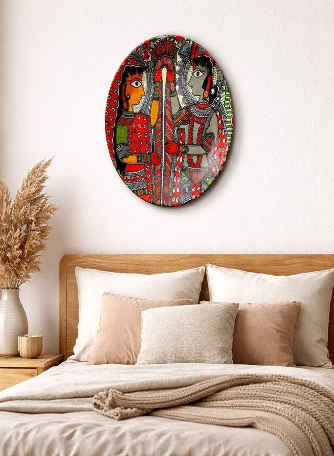 JIKRAA® Madhubani Art Ceramic Decorative Plate (8 Inch) | 2-in-1 Use : Handcrafted Wall Hanging & Tabletop Showpiece | Traditional Indian Designer Plate for Living Room, Bedroom, Office, Café Décor - Image 1