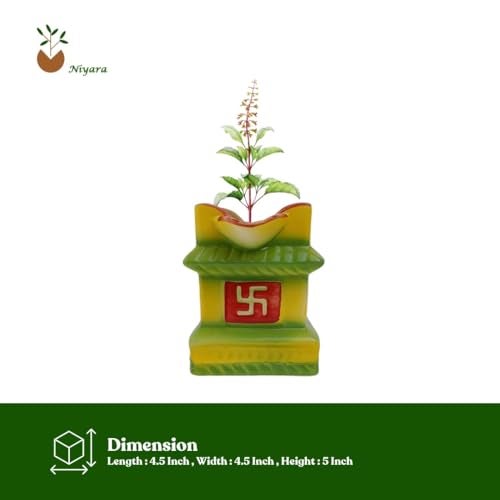 Niyara Small Tulsi Ceramic Pot Small for Indoor, Outdoor,Home Office,Pooja Plants Gamla etc (Small Multicolor, Size-4.5 X 5 inch) - Image 4