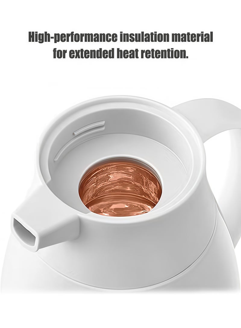 1000ml Thermos Bottle,Large Capacity Vacuum Flask with Glass Liner, Thickened Insulation, Press the water outlet thermos to warm up the kettle,Food-Grade Material, Push Button Pouring, Dust-Proof Spout,Seven layer temperature locked insulation kettle,Thickened dustproof spout Very suitable for families, offices, travelers, and elderly people to make tea and coffee(white) - Image 4