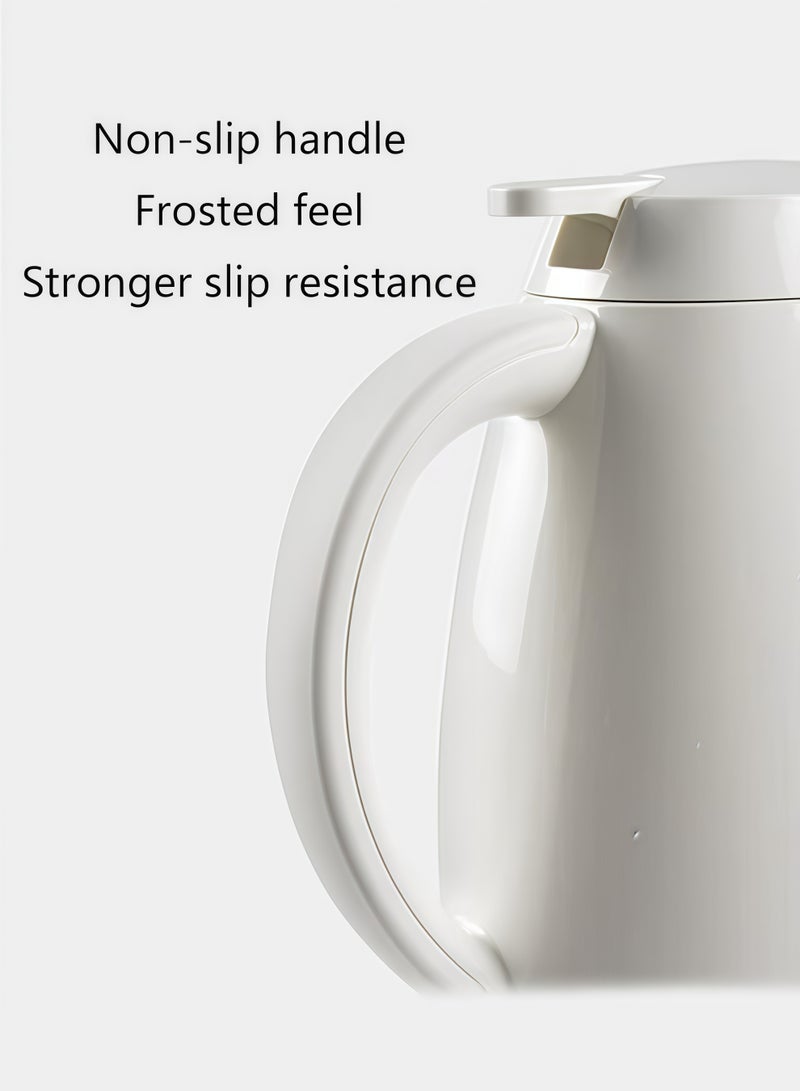 1000ml Thermos Bottle,Large Capacity Vacuum Flask with Glass Liner, Thickened Insulation, Press the water outlet thermos to warm up the kettle,Food-Grade Material, Push Button Pouring, Dust-Proof Spout,Seven layer temperature locked insulation kettle,Thickened dustproof spout Very suitable for families, offices, travelers, and elderly people to make tea and coffee(white) - Image 3