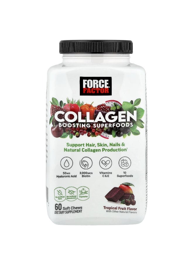 Force Factor Force Factor, Collagen Boosting Superfoods, Tropical Fruit, 60 Soft Chews  - Image 1