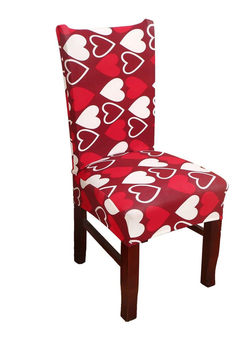 NIBEMINENT Heart Shape Print Chair Cover Red/White