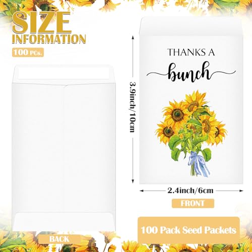 Fumete 100 Pcs Thank You Sunflower Seed Packets Wildflower Seed Packets Thanks a Bunch Party Favors Self Adhesive Seed Packets Envelopes Paper Seed Organizer for Appreciation Gifts, No Seeds - Image 2
