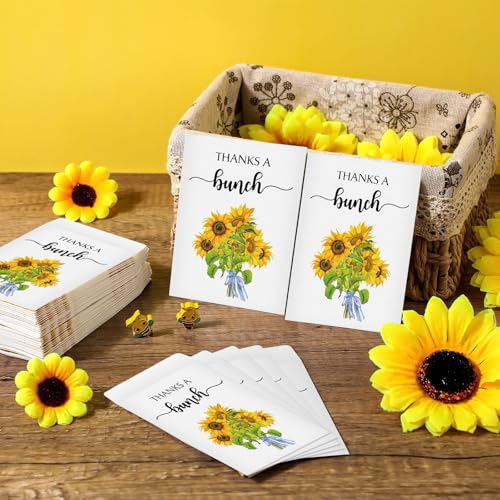 Fumete 100 Pcs Thank You Sunflower Seed Packets Wildflower Seed Packets Thanks a Bunch Party Favors Self Adhesive Seed Packets Envelopes Paper Seed Organizer for Appreciation Gifts, No Seeds - Image 5