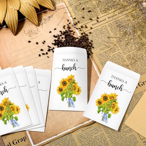Fumete 100 Pcs Thank You Sunflower Seed Packets Wildflower Seed Packets Thanks a Bunch Party Favors Self Adhesive Seed Packets Envelopes Paper Seed Organizer for Appreciation Gifts, No Seeds - Image 4