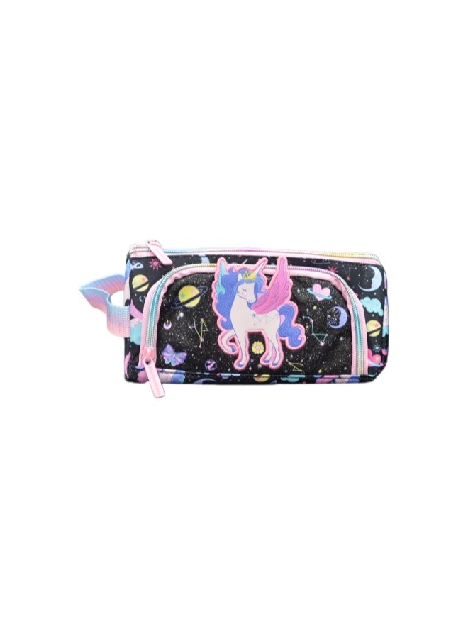 Five dream house Unicorn Galaxy 3D Stereo Pencil Case 420D+PU Double Layer Large Capacity Student Pencil Bag 19 Colors Available - Image 1