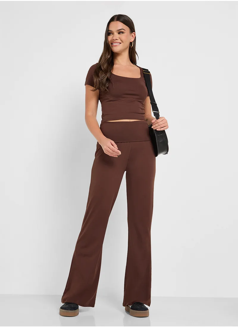جينجر بيسيكس Seamless Square Neck Fitted Top