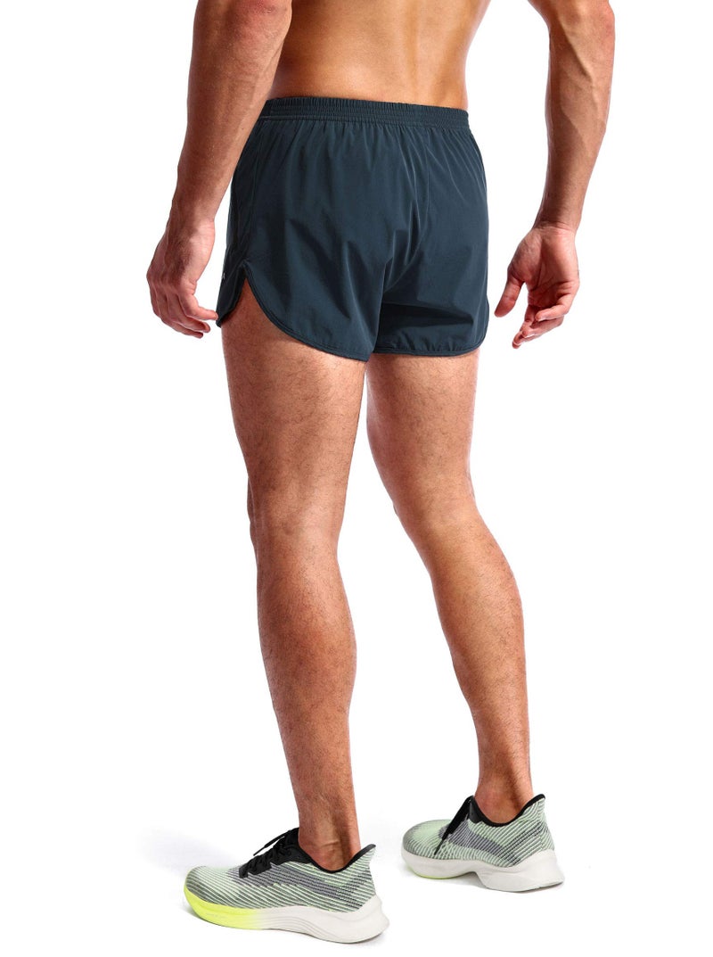 Pudolla Men’s Running Shorts 3 Inch Quick Dry Gym Athletic Workout Shorts for Men with Zipper Pockets(Navy Blue Large) - Image 4