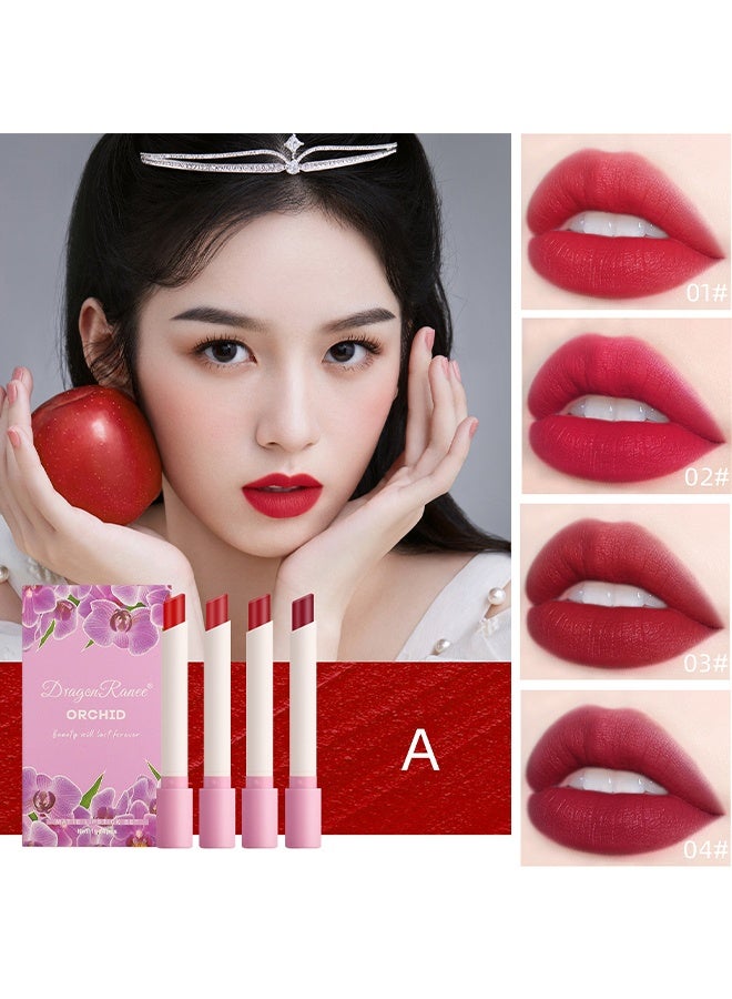 Dragon Ranee 4Pcs Matte Lipstick Set, Moisture Lip Glossy Waterproof Long Lasting Lip liner Set Lipstick for Women Makeup (Orchid) - Image 2