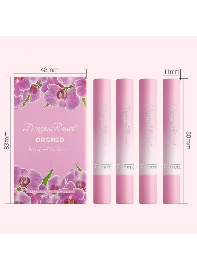Dragon Ranee 4Pcs Matte Lipstick Set, Moisture Lip Glossy Waterproof Long Lasting Lip liner Set Lipstick for Women Makeup (Orchid) - Image 5