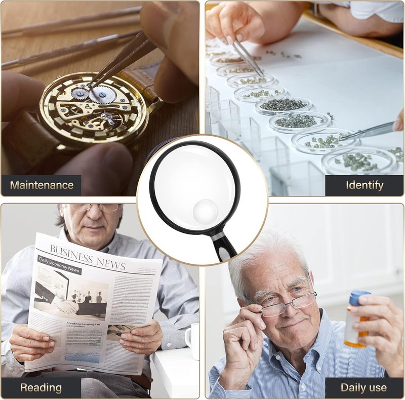 Feosky Handheld Reading Magnifier with 10X Magnification and Shatterproof Lens - Image 5