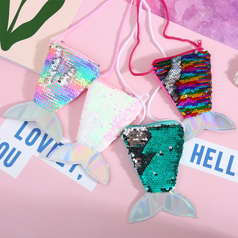 Sequin Mermaid Toddler Coin Purse Cute Small Kids Wallet Purse Glitter Girls Shiny Crossbody Purse for School Party Travel Vacation - Image 3