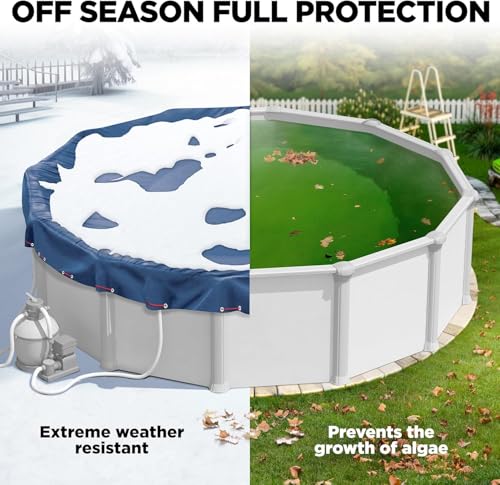 Shop Square 24 ft Round Pool Cover for Above Ground Pools, Above Ground Pool Cover, Swimming Pool Cover, Winter Pool Cover, Keeps Out Debris, Cold and UV Resistant, Supreme Mesh, Navy Blue - Image 3