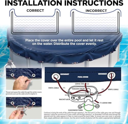 Shop Square 24 ft Round Pool Cover for Above Ground Pools, Above Ground Pool Cover, Swimming Pool Cover, Winter Pool Cover, Keeps Out Debris, Cold and UV Resistant, Supreme Mesh, Navy Blue - Image 2