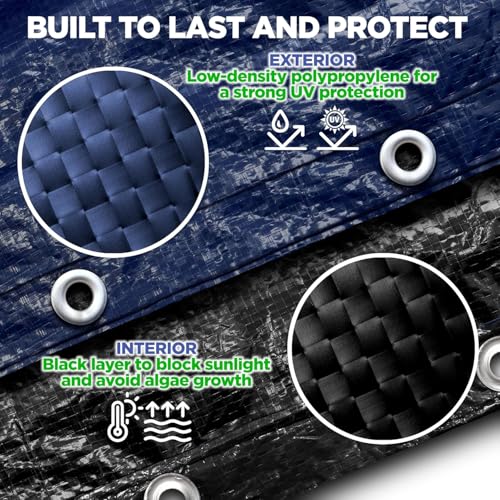 Shop Square 24 ft Round Pool Cover for Above Ground Pools, Above Ground Pool Cover, Swimming Pool Cover, Winter Pool Cover, Keeps Out Debris, Cold and UV Resistant, Supreme Mesh, Navy Blue - Image 4