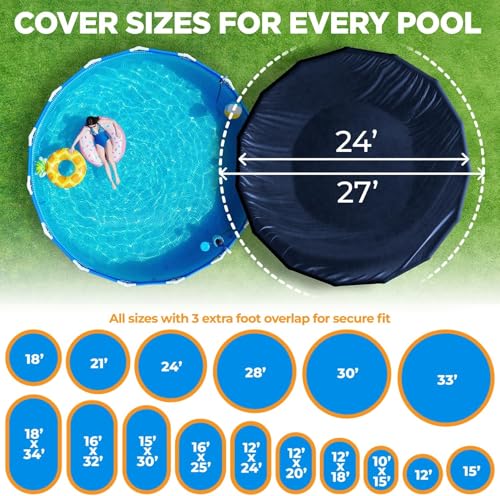 Shop Square 24 ft Round Pool Cover for Above Ground Pools, Above Ground Pool Cover, Swimming Pool Cover, Winter Pool Cover, Keeps Out Debris, Cold and UV Resistant, Supreme Mesh, Navy Blue - Image 5