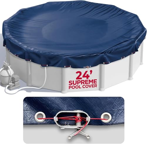 Shop Square 24 ft Round Pool Cover for Above Ground Pools, Above Ground Pool Cover, Swimming Pool Cover, Winter Pool Cover, Keeps Out Debris, Cold and UV Resistant, Supreme Mesh, Navy Blue - Image 1