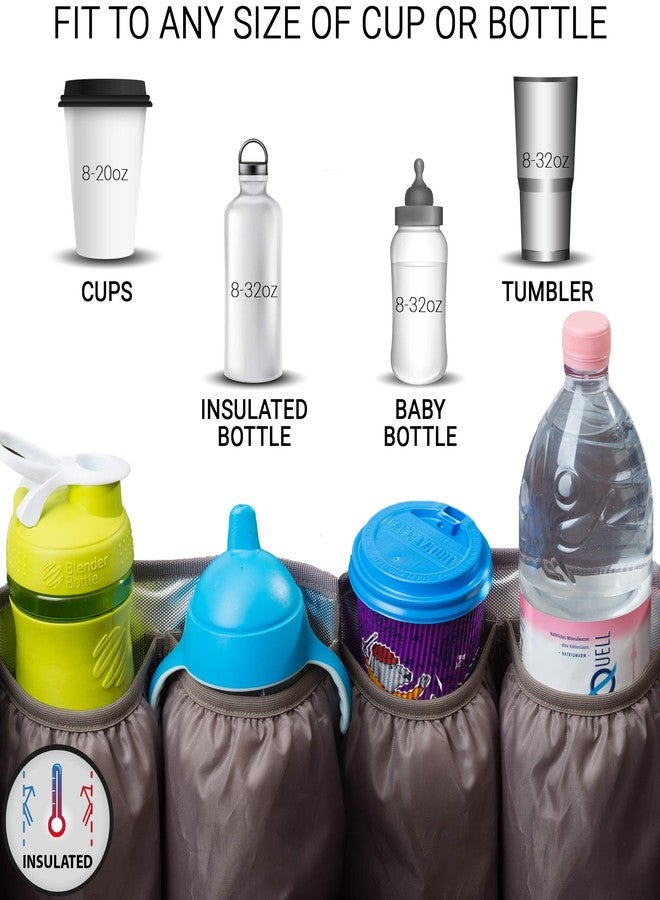 FOXBOX Easy-to-Reach Kids Car Organizer with Tissue Box and Cup Holder for Back Seat, Front Seat, Between Seats, Floor - Tote Car Storage Organization for Toddlers - Kids Road Trip Travel Essentials (Grey) - Image 4