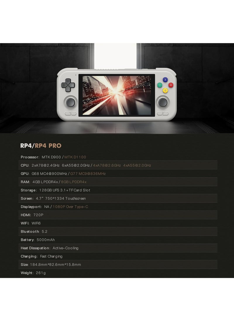 Retroid Pocket - Retroid Pocket 4 Retro Game Handheld Console, Android Retro Game Console Multiple Emulators Console Handheld 4.7 Inch Display 5000mAh Battery Classic Games Console (Transparent Red) - Image 1