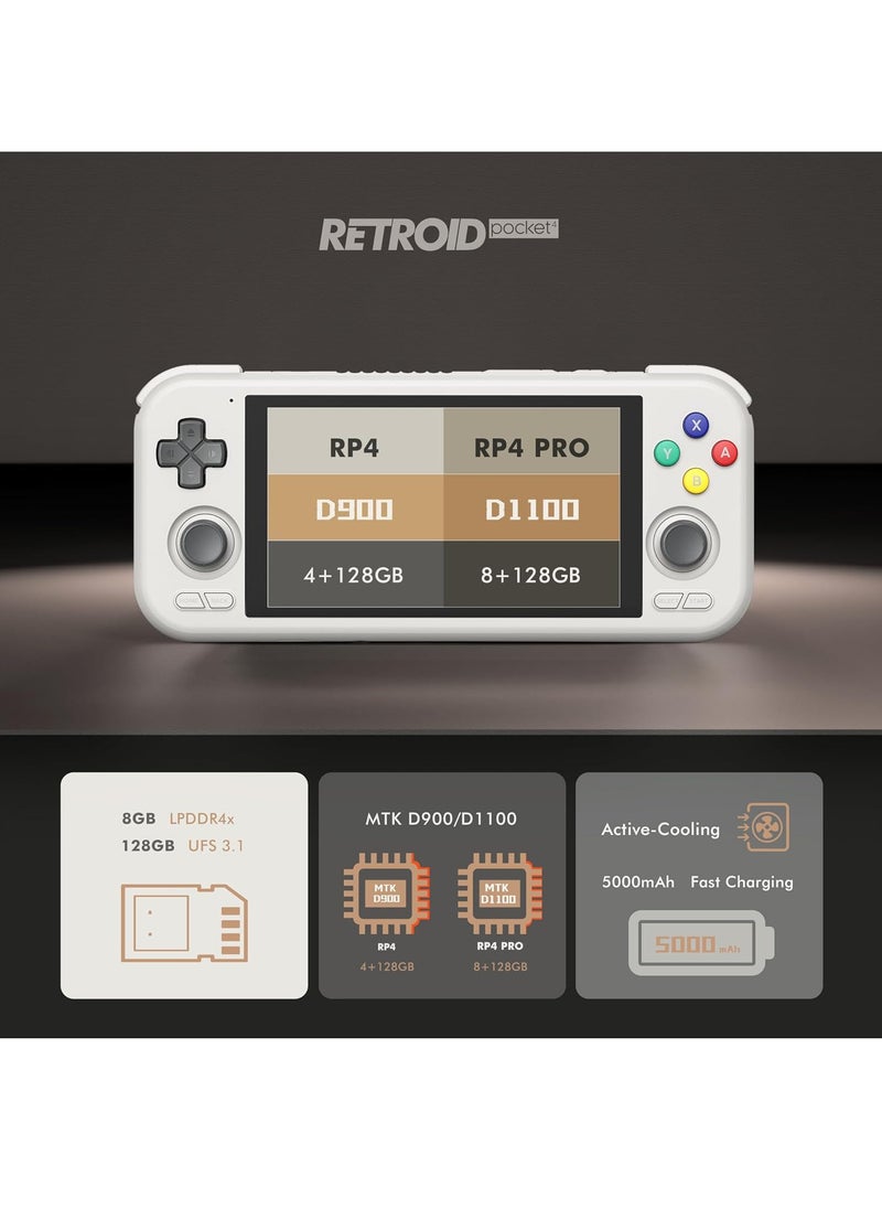 Retroid Pocket - Retroid Pocket 4 Retro Game Handheld Console, Android Retro Game Console Multiple Emulators Console Handheld 4.7 Inch Display 5000mAh Battery Classic Games Console (Transparent Red) - Image 1