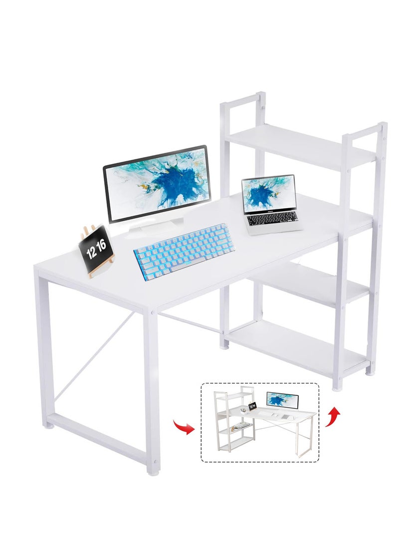 Home Office Computer Desk with Bookshelf Modern Simple Study Table 110x60cm