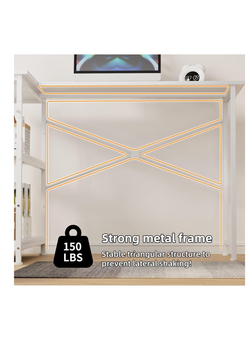 Home Office Computer Desk with Bookshelf Modern Simple Study Table 110x60cm