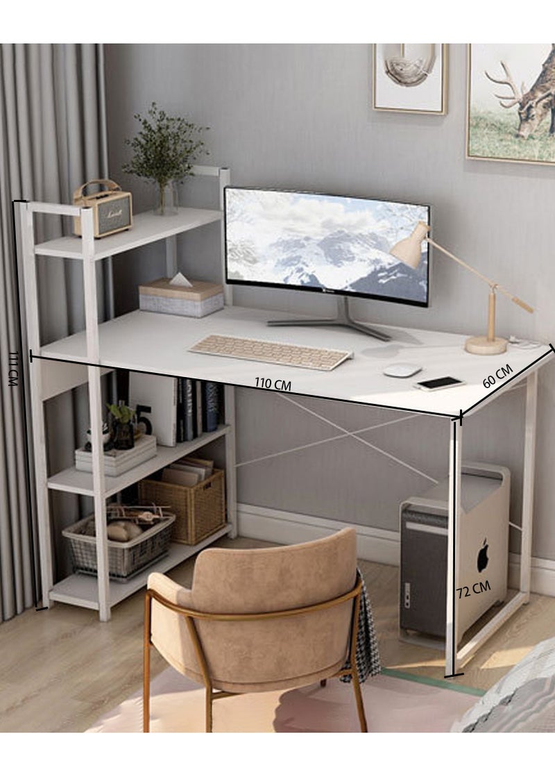 Home Office Computer Desk with Bookshelf Modern Simple Study Table 110x60cm
