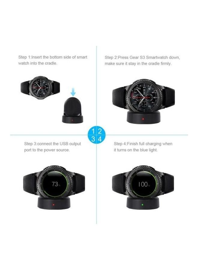 NIBEMINENT Wireless Smartwatch Charger Dock Pad For Samsung Gear S3 Smart Watch Black  - Image 3