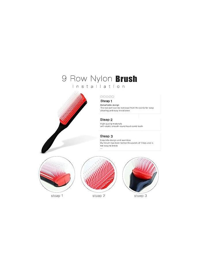 ORiTi Thick Curly Hair and 9 Row Styling Brush Rat Tail Comb Wide Tooth Comb Detangler Hair Comb  - Image 3