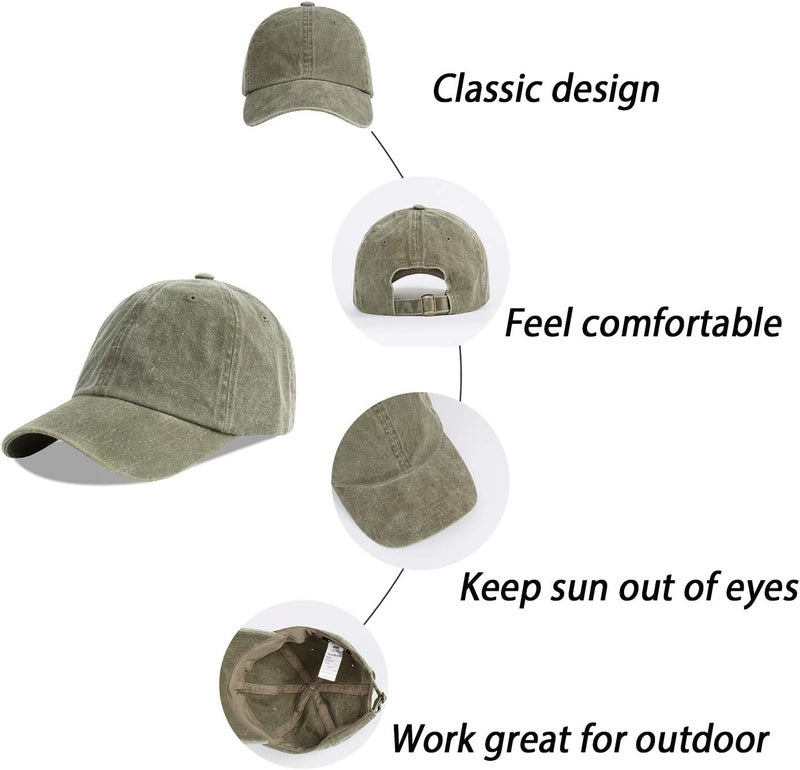 LANGZHEN Unisex Baseball Cap 100% Cotton Fits Men Women Washed Denim Adjustable Dad Hat - Image 5