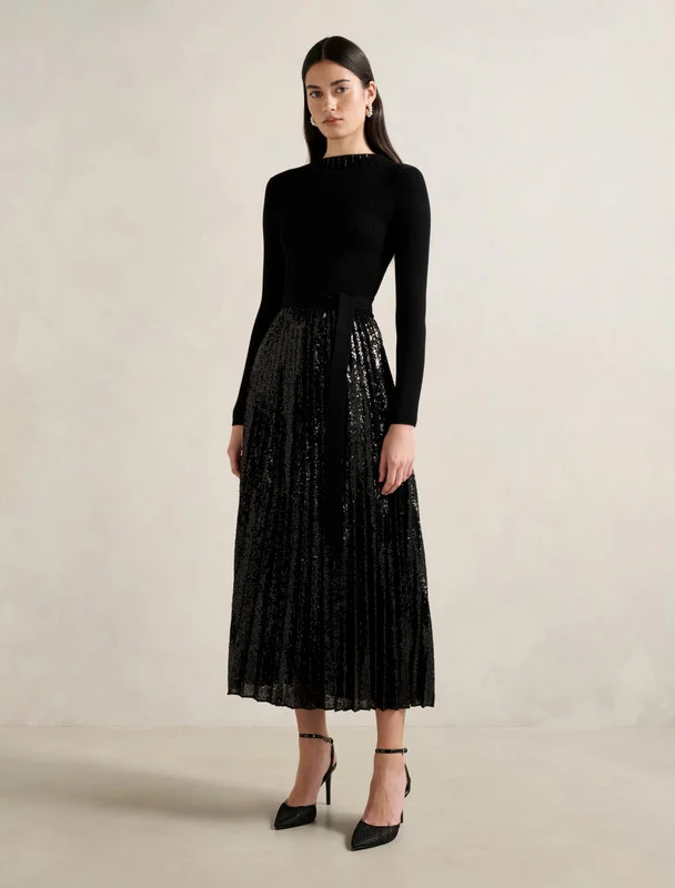 فورايفر نيو Lina Sequin Pleat Knit Dress