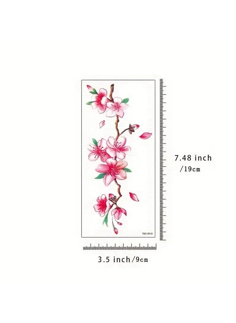ORiTi - Long Lasting Waterproof Blooming Cherry Blossom Temporary Tattoos Non Toxic Arm Leg and Body Art Stickers for 2-7 Days - Image 1